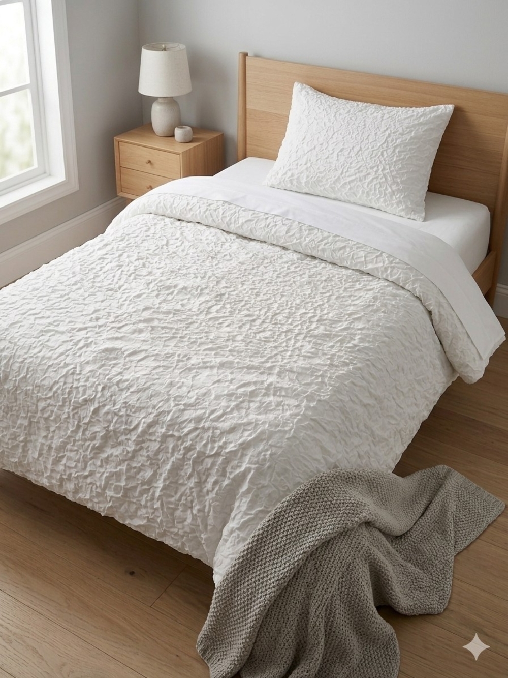 Tahari Home White Duvet Cover Twin size 64x88 Embossed Texture Design